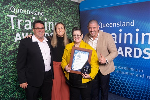 Photo of Council staff receiving the Large Employer of the Year award at the 2023 regional Queensland Training Award 