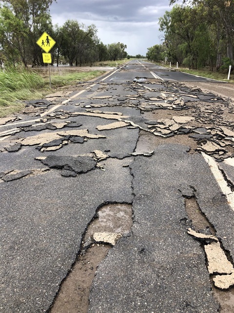 Example of road damage experienced during March weather events