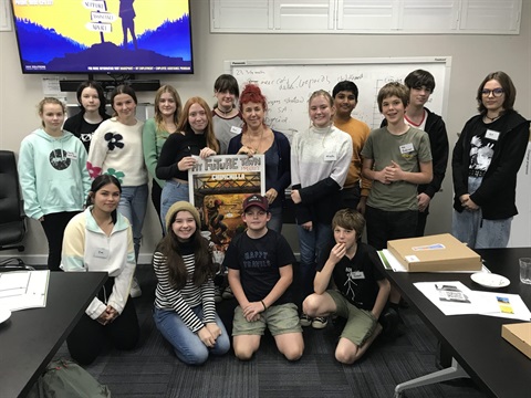 Participants of the Chinchilla My Future Town workshop, with facilitator and author Isobelle Carmody